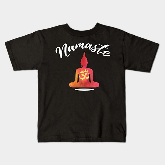 Namaste Yoga Meditation Kids T-Shirt by amitsurti